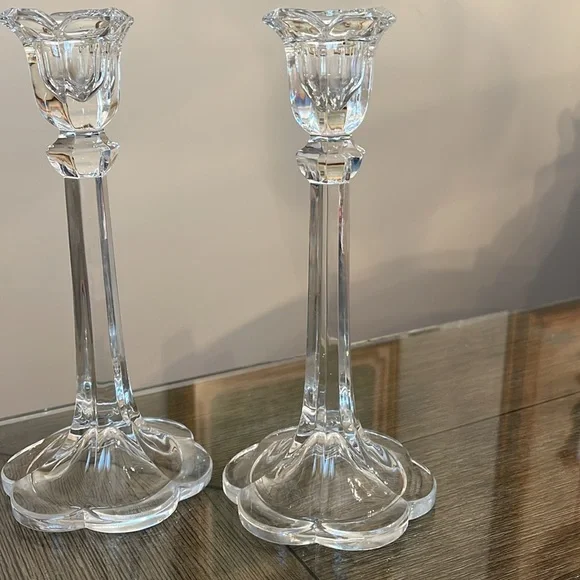 1983 Ebeling & Reuss Co, Full Lead Crystal Floral Candlesticks, Pair - Picture 3 of 16